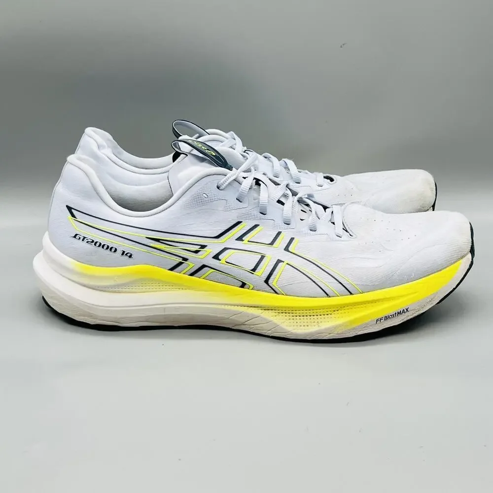 ASICS Shoes Mens 15 White Blue Mesh GT-2000 14 Road Running Athletic Sneakers